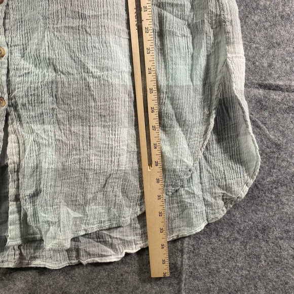 Free People Tank Top Medium Green Gray Plaid Sleeveless Button-Up Tunic - Picture 7 of 8